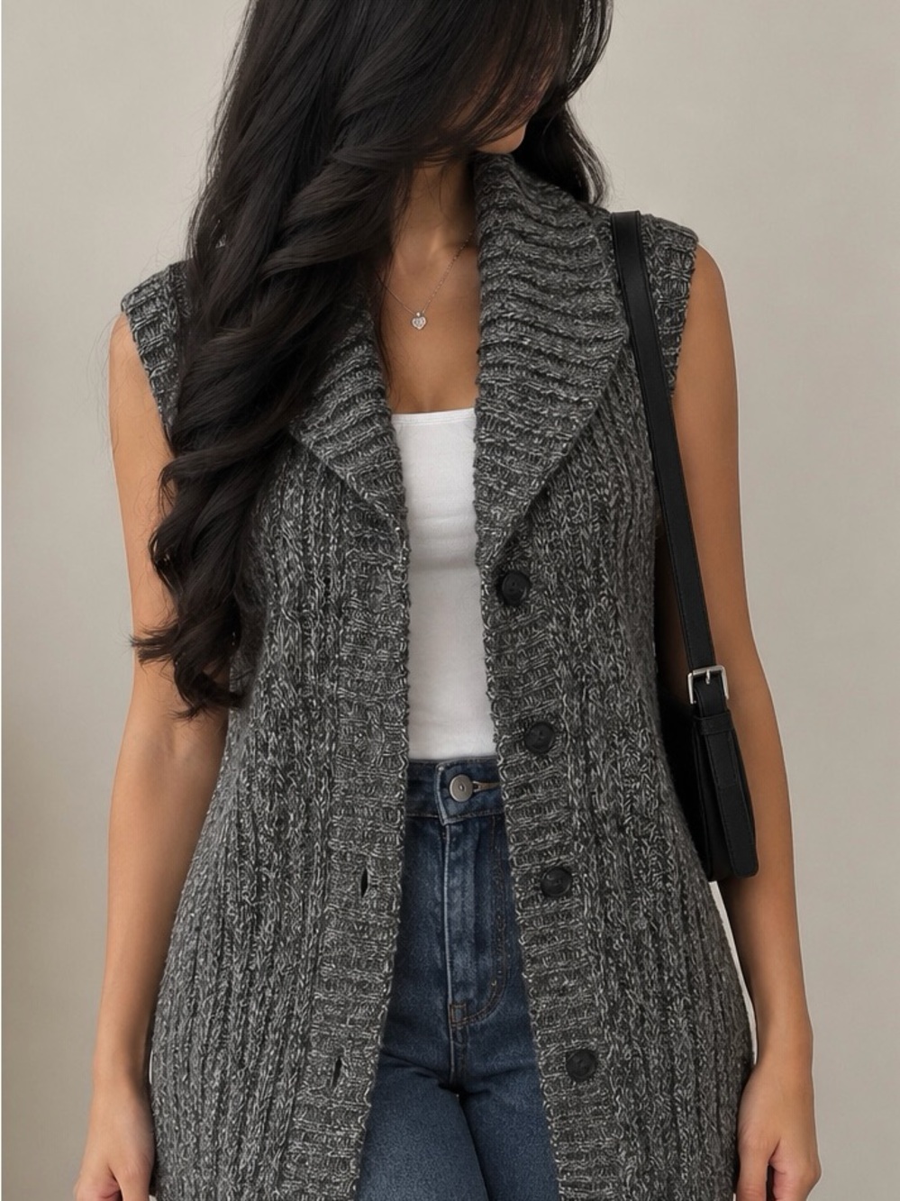 Croft & Barrow Gray Knit Sweater Vest